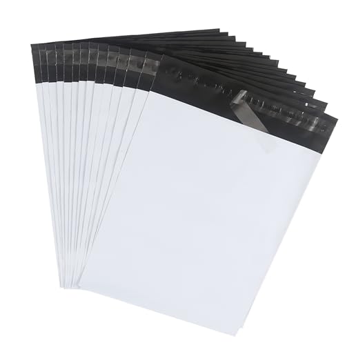 HVDHYY Versandtaschen 30cmX40cm Folienversandtaschen Packung mit 30 Versandtüten für Vinted Wasserdicht Blickdicht Selbstklebend Versandbeutel für Kleidung Warensendung Reißfest Weiß von HVDHYY