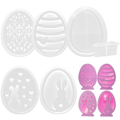 6 Stück Silikonformen Gießformen Ostern, Silikonform Ostern Hase Silikon Gießform Ostern Epoxidharz Formen Hasenei Silikonform Osterei für DIY Osterdeko, Handwerk von HVIHWI