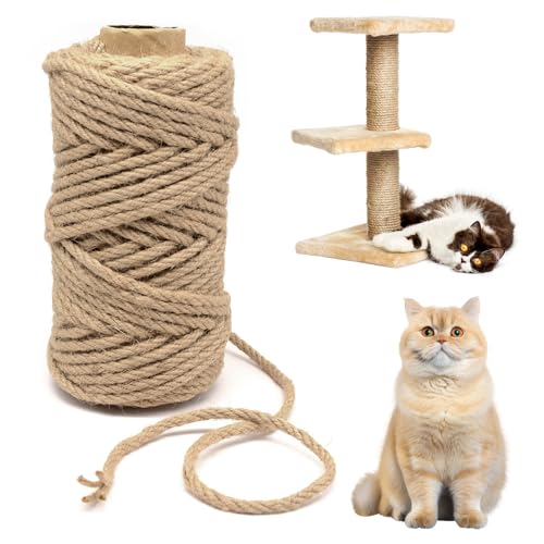 Sisalseil für Kratzbaum, 6 mm Dickes Sisalseil, Katzenkratzbaum-Reparaturseil, natürliches Juteseil, Hanfseil für Katzen, ideal zum Ersetzen von Kratzbaum von HVIHWI