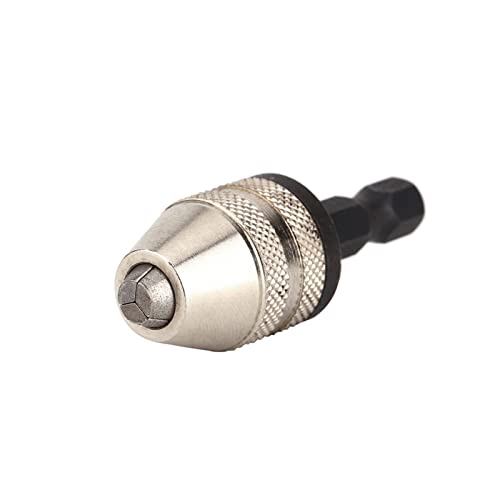 HVLVTAKANF 1 Stücke 1/4 Zoll Sechskantschaft Bohrer Werkzeug Schnellwechsel Konverter Adapter Keyless Bohrfutter Schlagschrauber Adapter 0,3-3/3,6 mm Reichweite Spannfutter(Silver) von HVLVTAKANF