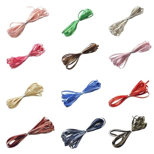 65.6yard Farbenfrohe Bänder 12 Farbe 3 Mm Breites Verpackungsbänder Für Haarbögen Herstellen Wickeln Weihnachtsdekoration von HVRFJXI