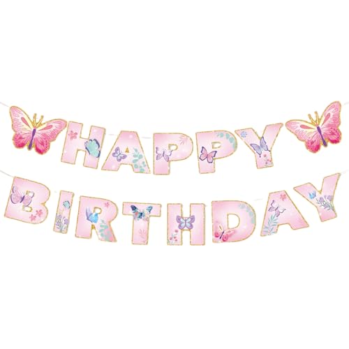 Butterfly Birthday Party Supplies 1Set Enthält Platten Servietten Tassen Flaggen Und Verschiedene Dekorationen Optional von HVRFJXI