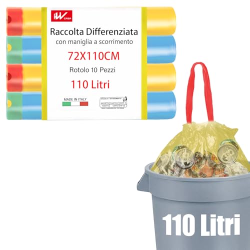 HW CASA 40 Stück umweltfreundliche Müllbeutel 110 l aus recyceltem LDPE, duftende Müllbeutel mit Schiebegriff, ausgestattet mit Tropfschutz, perfekt für Zuhause, Blau und Gelb HW CASA 40 Stück umweltfreundliche Müllbeutel 110 l aus recyceltem LDPE, duftende Müllbeutel mit Schiebegriff, ausgestattet mit Tropfschutz, perfekt für Zuhause, Blau und Gelb von HW CASA