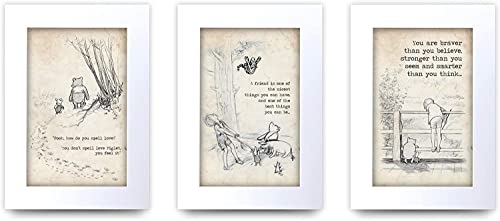 HWC Trading Winnie the Pooh Satz von 3 x A4 Unframed Printed Zitat Nursery-Druck-Baby-Dusche-Raum Geschenke New Born Schlafzimmer Geschenk Druck Fotobildanzeige von HWC Trading
