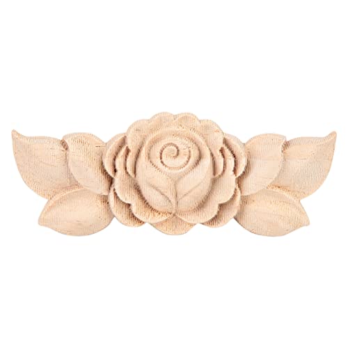 HWGING 4pcs Corner Applique Holzblume Geschnitzt Onlay Vintage -Stil mit Exquisiten Rosenmustern für Türschrank Möbel Wandspiegel Dekoration (Typ d) von HWGING