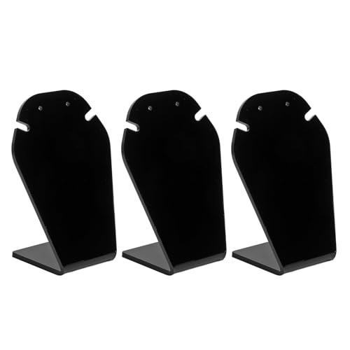 HWGING Schmuckständer, 3 Stück, Acryl, Hochglanz, zeitgenössisch, schwarz, Halsketten-Staffelei, Schmuck-Organizer zum Verkaufen von HWGING