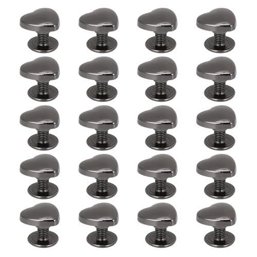 Hwging 20 PCs Herznieten 10mm Metall Dekorative Herzform Nieten mit PH -Schrauben für Lederprojekte (Schwarz) von HWGING