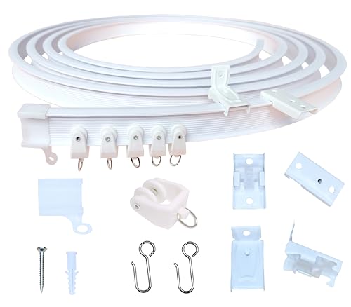 HWHP Zone - Vorhangschiene, Deckenvorhangschiene, Flexible & Biegbare Vorhangschiene Set für Flach Erkerfenster, Raumteiler & Camper-Vans, Angebot Wand & Deckenhalterungen (3m Kit) von HWHP Zone