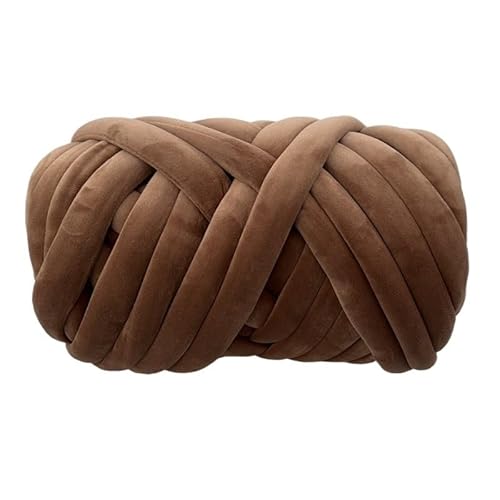 Armstrickgarn, 1 kg, Samt, dick, super sperrig, grobes Garn, Handstrickgarn, gewebter Faden, Korb, Decke, Teppiche, Riesengarn, DIY, Arm-Handstrickdecke (Farbe: Braun, 1 kg) von HWJFDC
