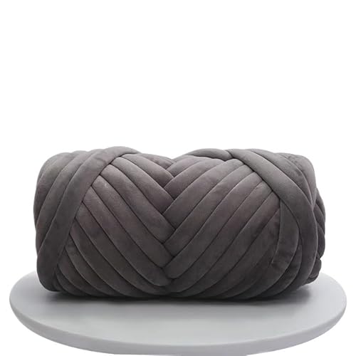 Armstrickgarn, 1 kg, Samt, dick, super sperrig, grobes Garn, Handstrickgarn, gewebter Faden, Korb, Decke, Teppiche, Riesengarn, DIY, Armhandstrickdecke (Farbe: Dunkelgrau, 1 kg) von HWJFDC