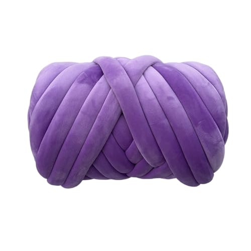 Armstrickgarn, 1 kg, Samt, dick, super sperrig, grobes Garn, Handstrickgarn, gewebter Faden, Korb, Decke, Teppiche, riesiges Garn, DIY, Arm-Handstrickdecke (Farbe: Lila, 1 kg) von HWJFDC