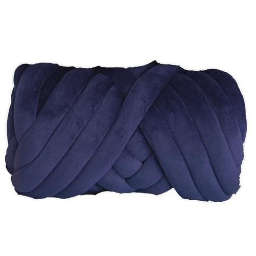 Armstrickgarn, 1 kg, Samt, dick, super sperrig, grobes Garn, Handstrickgarn, gewebter Faden, Korb, Decke, Teppiche, riesiges Garn, DIY, Arm-Handstrickdecke (Farbe: Marineblau, 1 kg) von HWJFDC