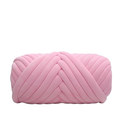 Armstrickgarn, 1 kg, Samt, dick, super sperrig, grobes Garn, Handstrickgarn, gewebter Faden, Korb, Decke, Teppiche, riesiges Garn, DIY, Arm-Handstrickdecke (Farbe: Rosa, 1 kg) von HWJFDC