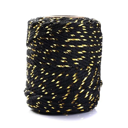 Bindfaden 2mmx20meters Thread Braided Cord Golden Silk String Rope for Making Packaging DIY Party Decor (Color : Black-golden) von HWJFDC
