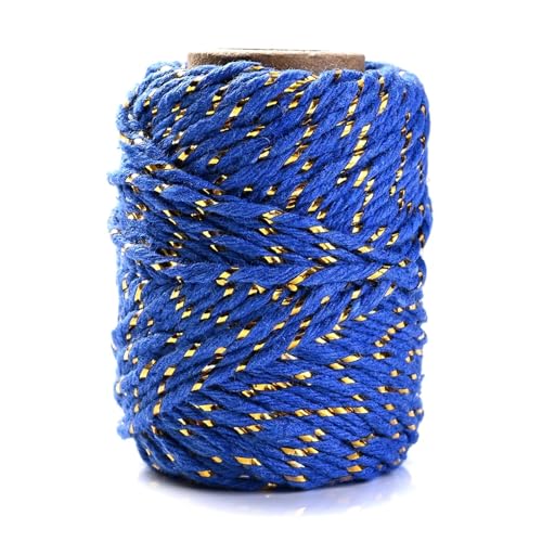 Bindfaden 2mmx20meters Thread Braided Cord Golden Silk String Rope for Making Packaging DIY Party Decor (Color : Royal Blue-golden) von HWJFDC