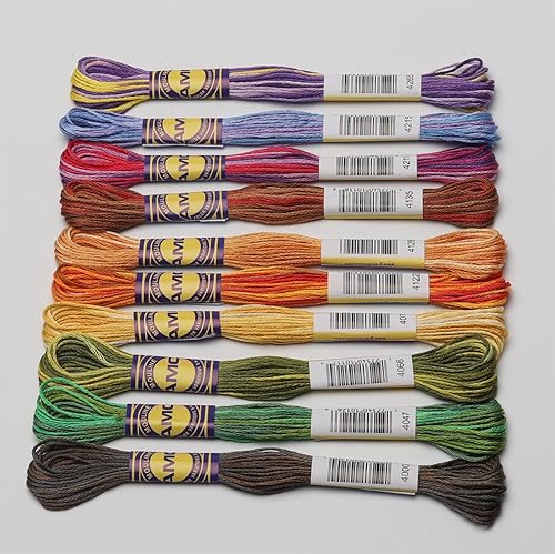 Stickgarn Set mit 10 verschiedenen Farben, Baumwoll-Stickgarn, 8,7 Yards Kreuzstichgarn. (Color : Autumn Forest 10, Size : 6 Strands) von HWJFDC