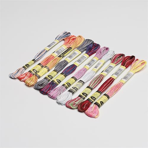 Stickgarn Set mit 10 verschiedenen Farben, Baumwoll-Stickgarn, 8,7 Yards Kreuzstichgarn. (Color : Flamingo 10, Size : 6 Strands) von HWJFDC