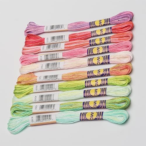 Stickgarn Set mit 10 verschiedenen Farben, Baumwoll-Stickgarn, 8,7 Yards Kreuzstichgarn. (Color : Spring Blossom 10, Size : 6 Strands) von HWJFDC