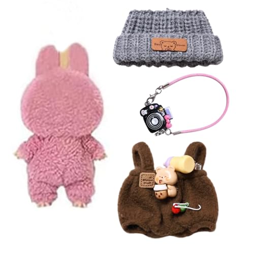 HWJPDMBD Bekleidung für 17cm Labu Plüsch, Niedliche Mini Plüsch Puppen Kleidung, Passende Kleidung für Die Labu Plüsch Toy, Bekleidungs zubehör für 17cm Labu Plush, DIY Kinder Geschenke(braun) von HWJPDMBD