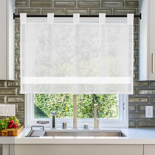 HWSWSH Scheibengardine, 60 x 90 cm Bistrogardine, Kurzgardine Modern, durchscheinend Fenstergardinen, Wohnzimmer Küchengardinen, Leinen Vorhang Kurz, küchenfenster, Kurzgardine mit Ösen für Küche HWSWSH Scheibengardine, 60 x 90 cm Bistrogardine, Kurzgardine Modern, durchscheinend Fenstergardinen, Wohnzimmer Küchengardinen, Leinen Vorhang Kurz, küchenfenster, Kurzgardine mit Ösen für Küche von HWSWSH