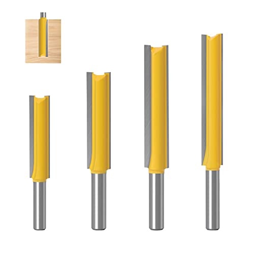 HWTONG 4 Stück Fräser für Oberfräse, Extra Langer Bündigfräser, für Holz, Gerader Schnitt, Hartmetall, 8mm Schaft, 76mm Schnittlänge, 109mm Gesamtlänge von HWTONG