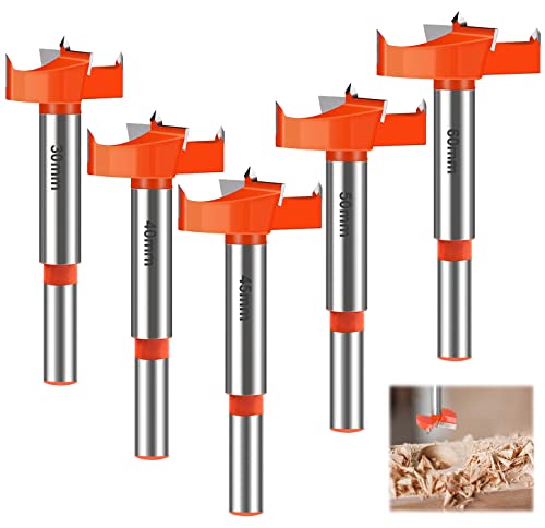 5 Stück Forstnerbohrer Set, Holzbohrer set, für Astlochbohrer Set,Fräsbohrer Holz mit Drei Positionierung (30mm, 40mm, 45mm, 50mm, 60mm) (5) von HWTONG