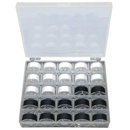 Nähgarn, nähgarn set für nähmaschine, Spulen für Nähmaschine mit Aufbewahrungsbox, 25 Stück sortierte schwarze und weiße Farben vorgesponnene Fäden Set Nähzubehör für Singer Nähmaschine Nähgarn, nähgarn set für nähmaschine, Spulen für Nähmaschine mit Aufbewahrungsbox, 25 Stück sortierte schwarze und weiße Farben vorgesponnene Fäden Set Nähzubehör für Singer Nähmaschine von HWX Media
