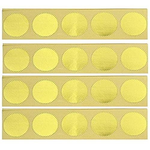 100pcs Prägeaufkleber, selbstklebender leeres Metallic Gold Book-Embosser, Jakobsmuschelkanten-Stempel für Prädser-Briefmarken, Notarsiegel, Buchspeise, Prägeaufkleber von HWXZUUO