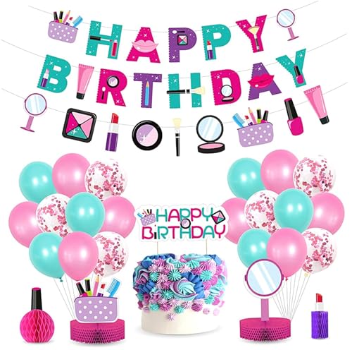 27 Stücke Mädchen Prinzessin Make -up Spa Theme Party Supplies Dekoration Set einschließlich Banner -Kuchen -Topper -Pickel und Latexballons und Waben Mittelstücke 1 27 Stücke Mädchen Prinzessin Make -up Spa Theme Party Supplies Dekoration Set einschließlich Banner -Kuchen -Topper -Pickel und Latexballons und Waben Mittelstücke 1 von HWXZUUO