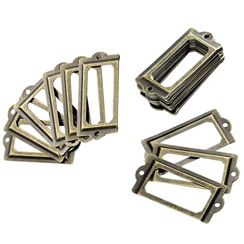30 Stücke Metalletiketthalter, Retro -Metall -Etiketthalter, antike Mode mit Schrauben (Bronze) 83 * 30 mm Rahmen von HWXZUUO
