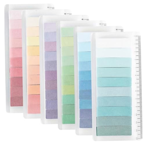 6 Set Book Tabs, 900pcs Gradient SCHREIBUNG STANDATION TAB in 60 Farben, neu positionierbares japanisches Papier klebrig zum Lesen von Notizen, Markieren von Büchern und Organisation Dateien von HWXZUUO