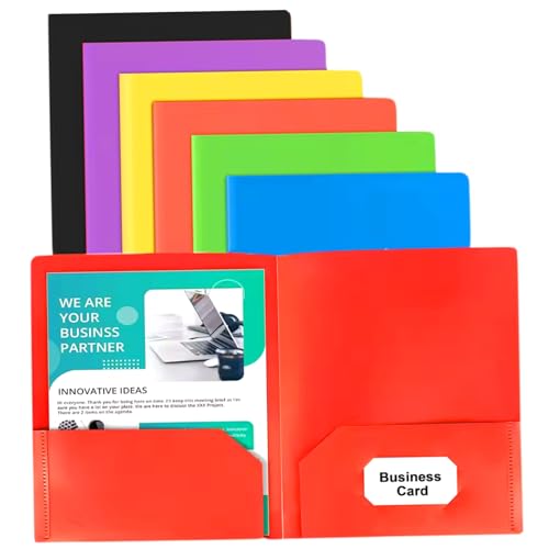 7pcs -Ordner mit Taschen, mehrfarbigen Plastikordnern mit 4 Taschen Hochleistungs -Kunststoff für Dokumente, Büro und Schule mit von HWXZUUO