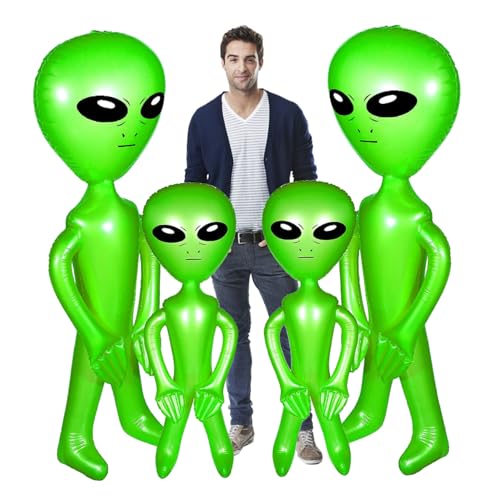 Aufblasbare Alien 4pcs 66,93 Zoll 33,46 Zoll Blow Up Alien Balloons Kein Leck PVC Spielzeug lustige realistische Partydekorationen für Halloween Birthday Party Suppliesalien von HWXZUUO