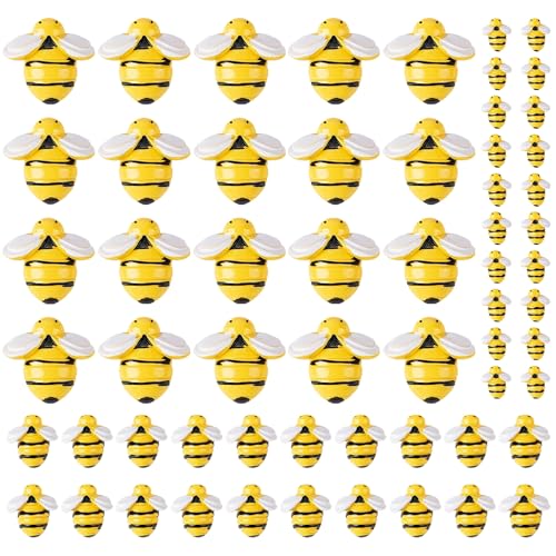 HWXZUUO 60pcs Honigbienendekor, winzige Harzbienen Basteldekoration, 3 Größen gelbe und Schwarze Bienen für Handwerkshaarpins Fotorahmen Party Dekoration, Bienendekoration HWXZUUO 60pcs Honigbienendekor, winzige Harzbienen Basteldekoration, 3 Größen gelbe und Schwarze Bienen für Handwerkshaarpins Fotorahmen Party Dekoration, Bienendekoration von HWXZUUO