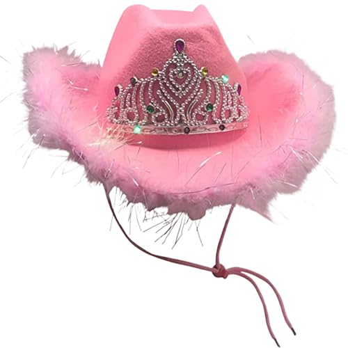HWXZUUO Cowgirl -Hut mit Rand, Glitzer Cowboy -Hut Frauen mit Nackenseil, süße Cowgirl -Kostüminnen, Cowgirl Accessoires für Kostüme Urlaub Party, Cowboyhut HWXZUUO Cowgirl -Hut mit Rand, Glitzer Cowboy -Hut Frauen mit Nackenseil, süße Cowgirl -Kostüminnen, Cowgirl Accessoires für Kostüme Urlaub Party, Cowboyhut von HWXZUUO