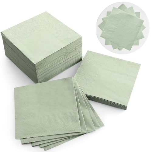Salbei grüne Servietten, 100pcs Einweg Sage Green Cocktail Servietten, 9, 8x9, 8 Zoll Dinnerpapier für Hochzeit Dinnerparty Brautdusche Geburtstag Salbei grüne Servietten, 100pcs Einweg Sage Green Cocktail Servietten, 9, 8x9, 8 Zoll Dinnerpapier für Hochzeit Dinnerparty Brautdusche Geburtstag von HWXZUUO
