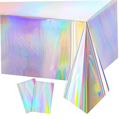 Schillernde plastische Tischdecke Holographische Folien -Einweg -Tischabdeckung für Geburtstag Hochzeitsfeier Dekoration 3PCS Schillernde plastische Tischdecke Holographische Folien -Einweg -Tischabdeckung für Geburtstag Hochzeitsfeier Dekoration 3PCS von HWXZUUO