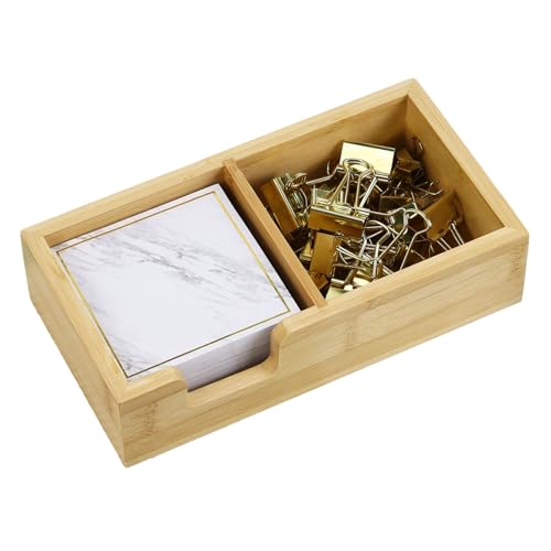 Sticky Note Halter 2-Kompartiment hölzerne Sticky Note Spender 8x4x2 Rustikaler Stick-Pad-Halter Büro-Zubehör für Schulbüro-Schreibtische Lieferungen von HWXZUUO
