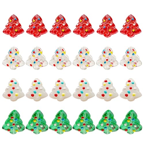 Weihnachtsbaumperlen 24 Prozent 4 Farbe 0, 6 Zoll Weihnachtsglasperlen entzückender Mini für Schmuckherstellung, Armbänder, Halsketten, Ohrringe von HWXZUUO