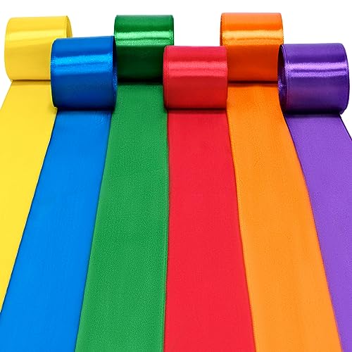 HXC Regenbogen-Satinband, 60 m, 6 Rollen breite Bänder zum Basteln, 50 mm, Seidenband für Geschenkverpackungen, farbiges Band für Party-Hintergrund, Dekorationen, Geschenkband, große Stoffbänder HXC Regenbogen-Satinband, 60 m, 6 Rollen breite Bänder zum Basteln, 50 mm, Seidenband für Geschenkverpackungen, farbiges Band für Party-Hintergrund, Dekorationen, Geschenkband, große Stoffbänder von HXC