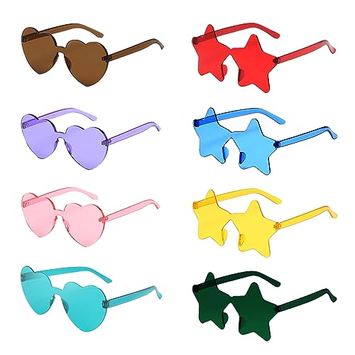HXC 8 Stück Party Brille Farben Party Brille Herzbrille und Sternbrille Transparente Candy Color Sonnenbrille Partybrillen Hippie Brille für Kinder und Erwachsene 2 Entwürfe HXC 8 Stück Party Brille Farben Party Brille Herzbrille und Sternbrille Transparente Candy Color Sonnenbrille Partybrillen Hippie Brille für Kinder und Erwachsene 2 Entwürfe von HXC