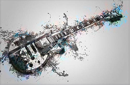 HXCHR Musik E-Gitarre Saiteninstrument Rockgitarre,DIY Malen nach Zahlen,für Erwachsene,Kinder,Leinwand Ölgemälde Geschenk Heimdekoratio(Frameless)-50X65cm von HXCHR