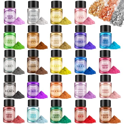 Epoxidharz Farbe Mica Pulver - 27 Farben * 6g Natürliches Kosmetisches Pigmentpulver, Geeignet für Seifenfarbe, Lipgloss, Nagellack, Make-up, Epoxidharz, Kerzenherstellung, Badebombe Epoxidharz Farbe Mica Pulver - 27 Farben * 6g Natürliches Kosmetisches Pigmentpulver, Geeignet für Seifenfarbe, Lipgloss, Nagellack, Make-up, Epoxidharz, Kerzenherstellung, Badebombe von HXDZFX