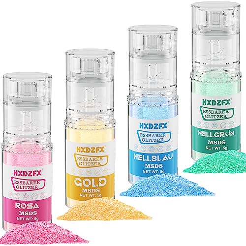 Essbares Glitzer Spray - 4 Farben Lebensmittel Glitzer für Getränke, Geschmacksneutrales Lebensmittelfarbe Pulver, Glitzerpuder für Schokolade, Kuchen, Fondant, Cocktail Drinks, Flüssigkeiten- 5g Essbares Glitzer Spray - 4 Farben Lebensmittel Glitzer für Getränke, Geschmacksneutrales Lebensmittelfarbe Pulver, Glitzerpuder für Schokolade, Kuchen, Fondant, Cocktail Drinks, Flüssigkeiten- 5g von HXDZFX