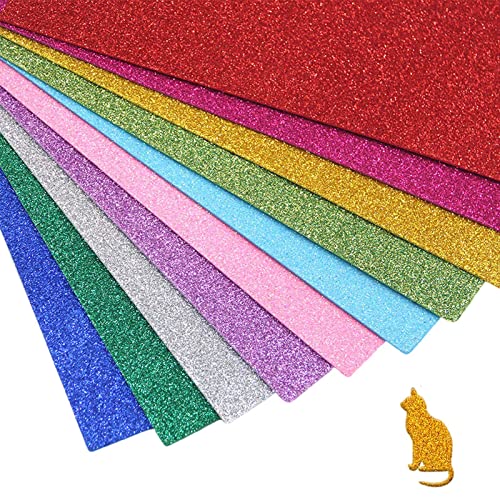 10 Stück Glitter Cardstock Papier Farbiges Glitzer-Kartonpapier Glitzer Karte für DIY Handcrafts, Crafts Projects, Kartenherstellung 10 Stück Glitter Cardstock Papier Farbiges Glitzer-Kartonpapier Glitzer Karte für DIY Handcrafts, Crafts Projects, Kartenherstellung von HXHWKEN