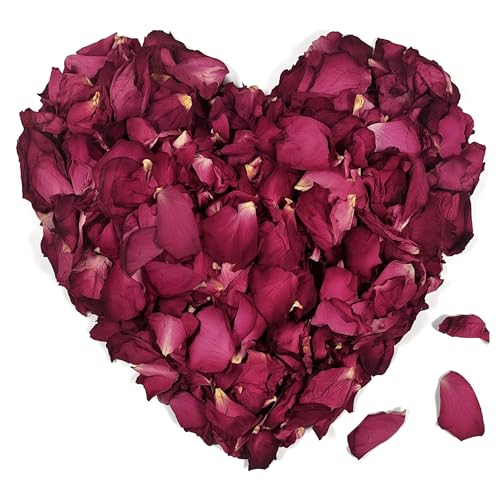 HXJDAM Getrocknete Rosenblätter 120g, Blütenblätter Hochzeit, Blütenkonfetti Hochzeit, 100% Natürliche Getrocknete Rosenblüten für für Hochzeit Konfetti Fußbad Körperbad Spa Geburtstagsantragsfeiern. von HXJDAM