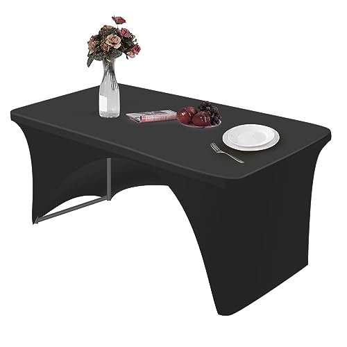 1,8 m Spandex-Tischdecke, schwarz, dehnbare Tischdecken, rechteckige Stretch-Tischdecke, taillierte Spandex-rechteckige Terrassentischabdeckungen, Terrassentischabdeckung, für rechteckige Tische mit 1,8 m Spandex-Tischdecke, schwarz, dehnbare Tischdecken, rechteckige Stretch-Tischdecke, taillierte Spandex-rechteckige Terrassentischabdeckungen, Terrassentischabdeckung, für rechteckige Tische mit von HXMJIED