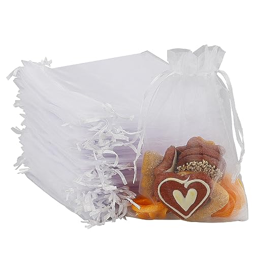 100 Stück 13 x 18 cm Premium-Organza-Beutel, Netz-Geschenktüten, weiße Organza-Beutel, Hochzeitsgeschenkbeutel mit Kordelzug, Netzbeutel, Schmuck-Geschenktüten für Weihnachten, Party, Festival, 100 Stück 13 x 18 cm Premium-Organza-Beutel, Netz-Geschenktüten, weiße Organza-Beutel, Hochzeitsgeschenkbeutel mit Kordelzug, Netzbeutel, Schmuck-Geschenktüten für Weihnachten, Party, Festival, von HXMJIED