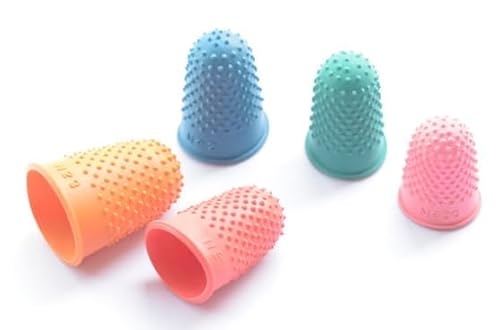 5 Größen Gummi Finger Fingerhüte, 5 Farben Gummi Fingerspitzen, Fingerhut Gummi Finger Pads, Protector Daumen Abdeckung Gummi Finger Pads, Fingerspitzen Fingerhüte von HXMJIED