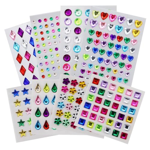 8 selbstklebende Juwelen, selbstklebende Strass-Aufkleber, selbstklebende Acryl-Kristall-Edelsteinblätter, Kristallaufkleber, Edelsteine zum Basteln, selbstklebende Juwelen zum Basteln von Kindern 8 selbstklebende Juwelen, selbstklebende Strass-Aufkleber, selbstklebende Acryl-Kristall-Edelsteinblätter, Kristallaufkleber, Edelsteine zum Basteln, selbstklebende Juwelen zum Basteln von Kindern von HXMJIED